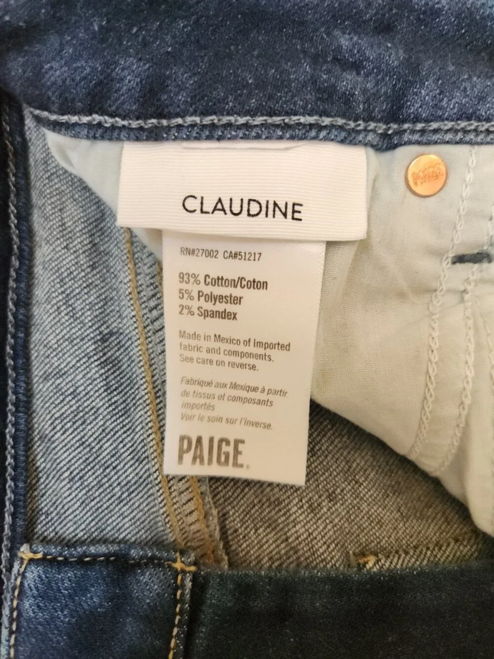 Paige Jeans Womens 26 Claudine Boot Cut High Rise Stretch Denim Raw Hem